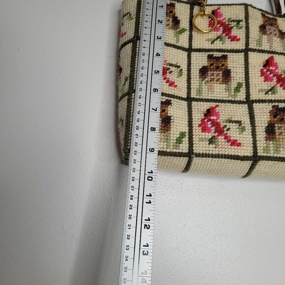 Retro Cardinal Owl Needle Point Cross Stitch Patchwork Quirky Tote Bag - Picture 3 of 8